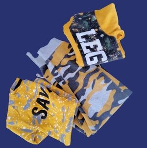 Yellow and Gray Camouflage Sweatshirt Set